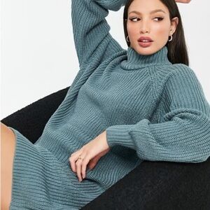 Blue Cowl Neck Dress with Ribbed Texture NWT 99.00